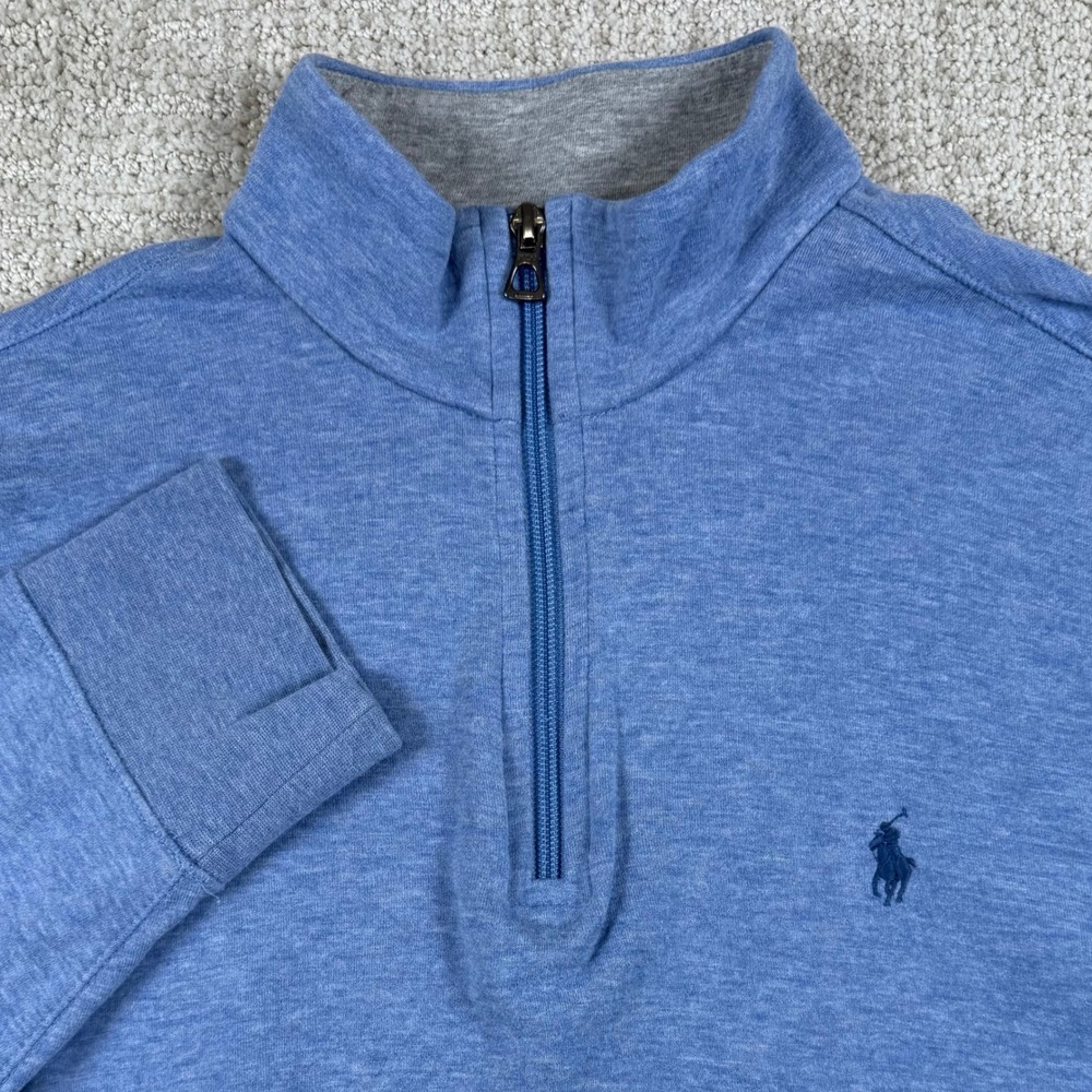 Polo Ralph Lauren Mens Medium Blue 1/4 Zip Classic Pullover Sweater